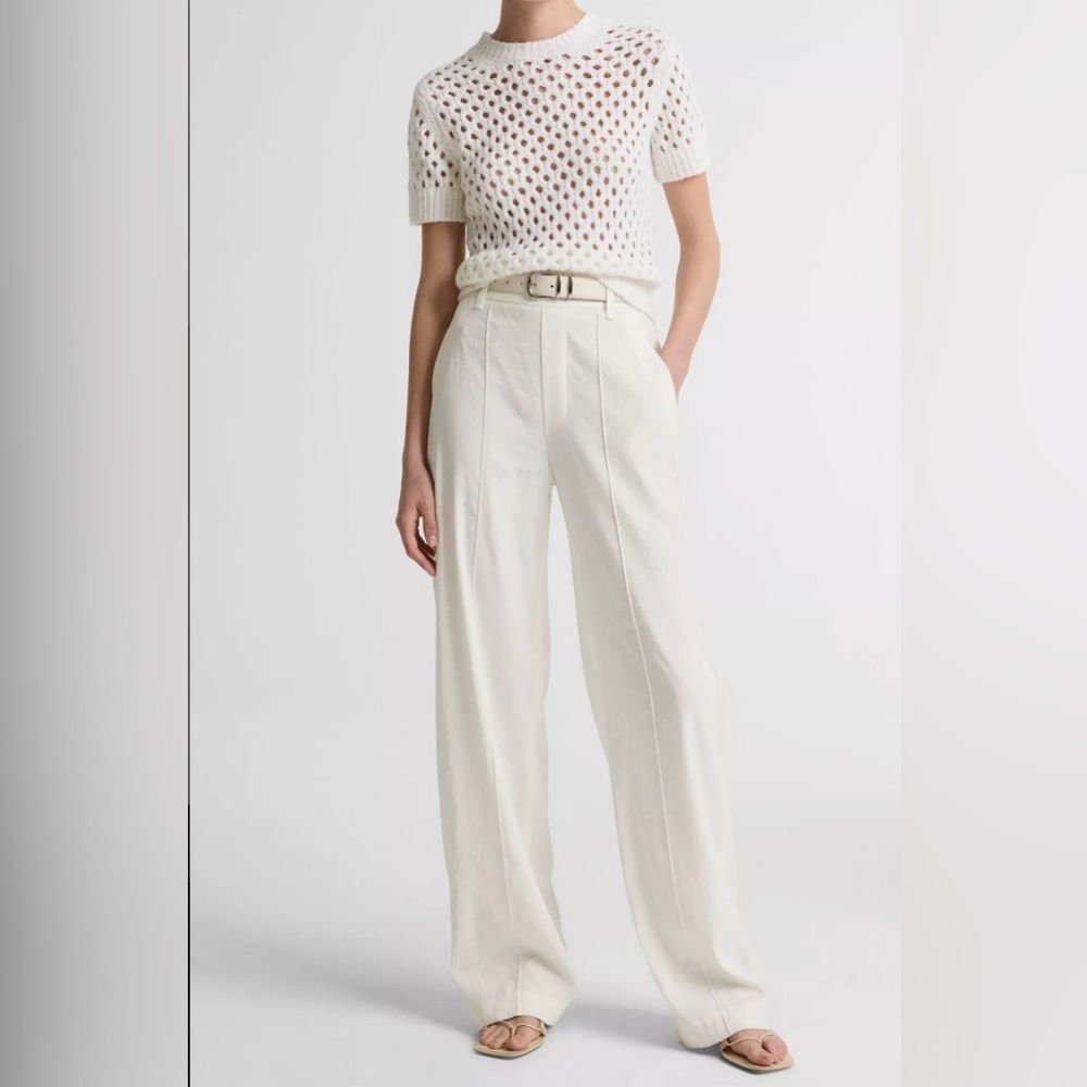 Vince Women’s White Linen-Blend Pull-On Pant